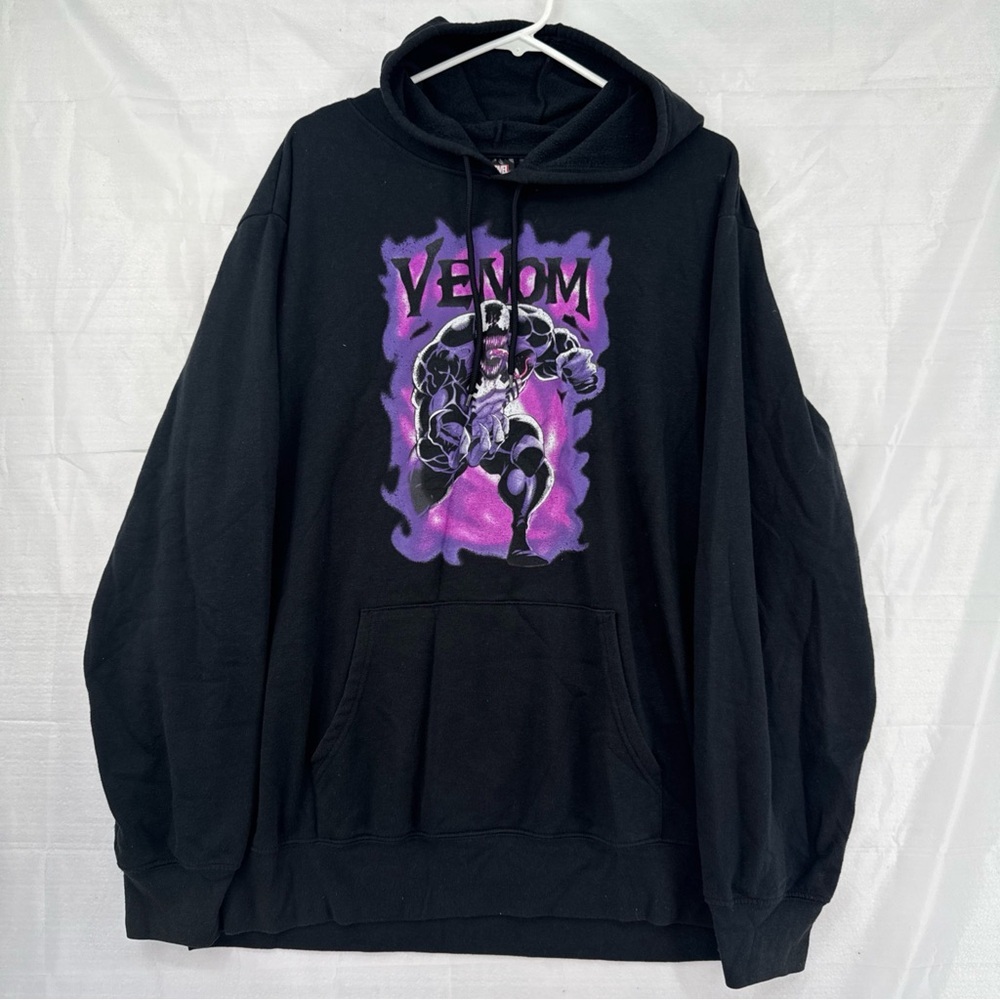 Marvel XL Hoodie Venom Pullover Mens Black Spiderman Black Graphic Sweatshirt
